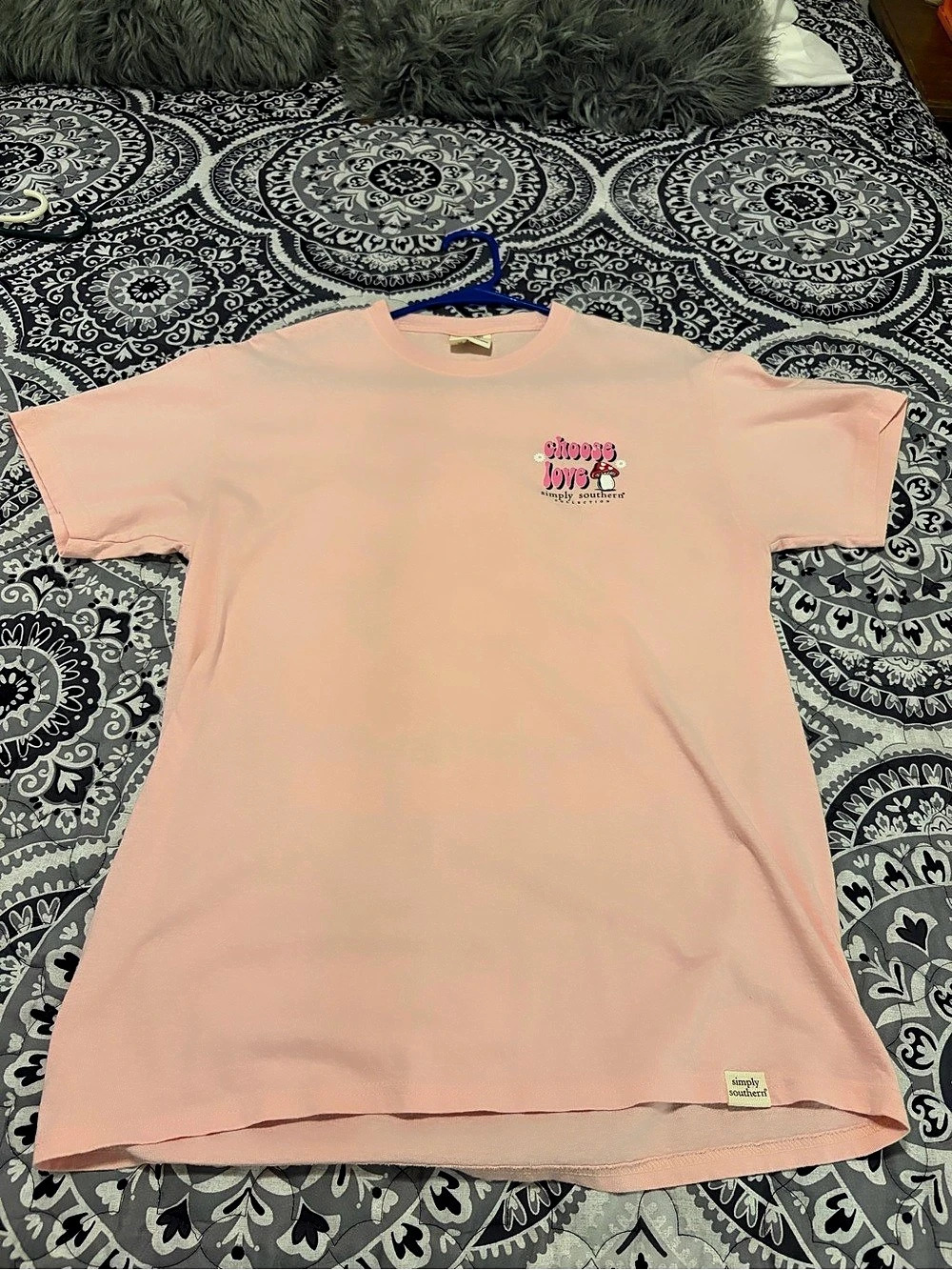Simply Southern Choose Love Gnome Matter What T-Shirt Pink Medium Like New